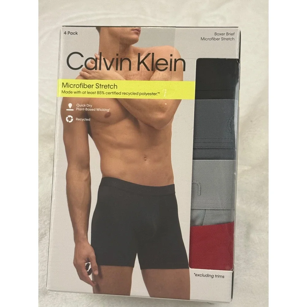 Calvin Klein Mens 4 Pack Microfiber Stretch Boxer Briefs Multicolor Medium New